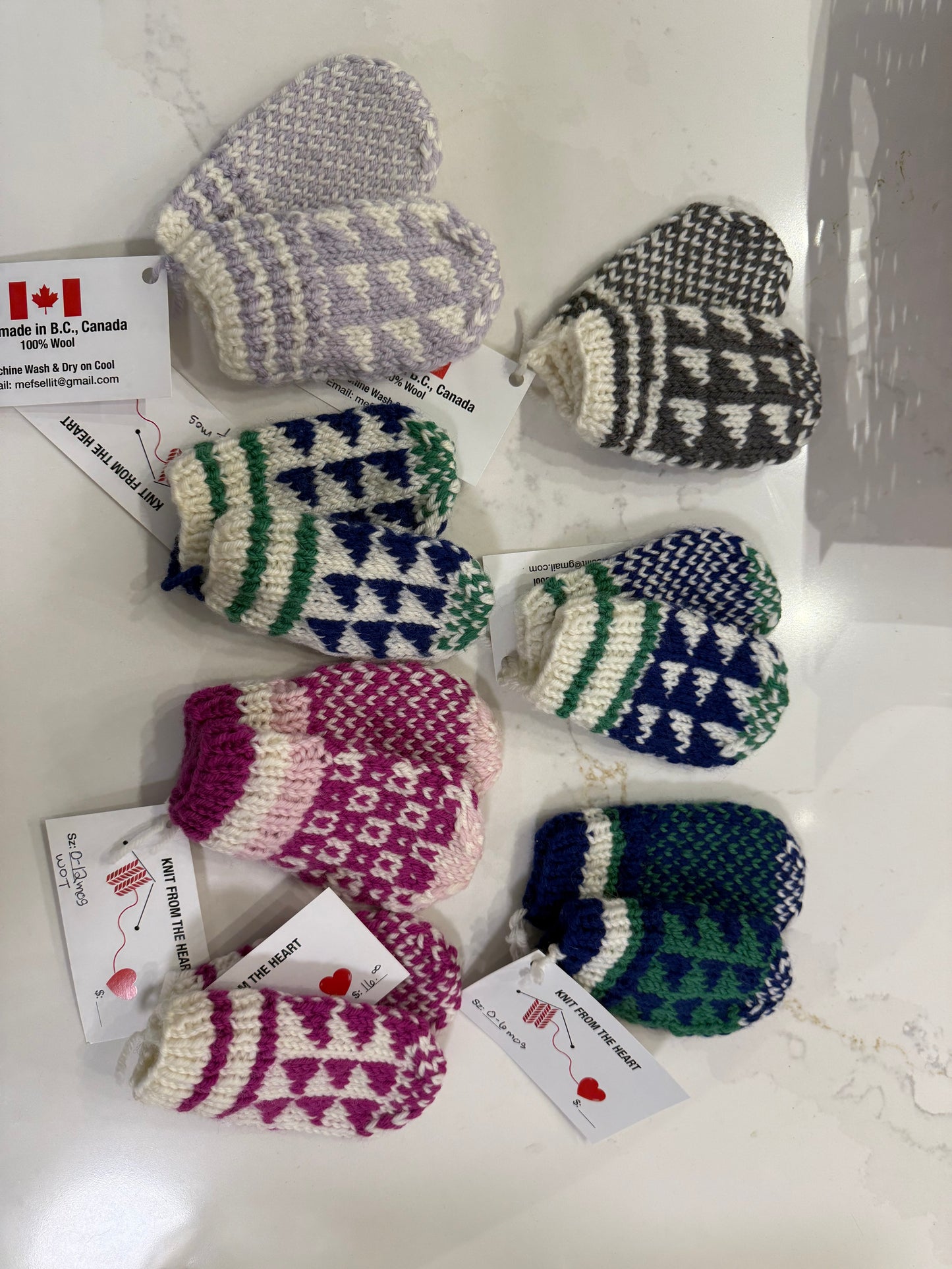 Knit From The Heart - Knitted Mittens 0 - 6 months