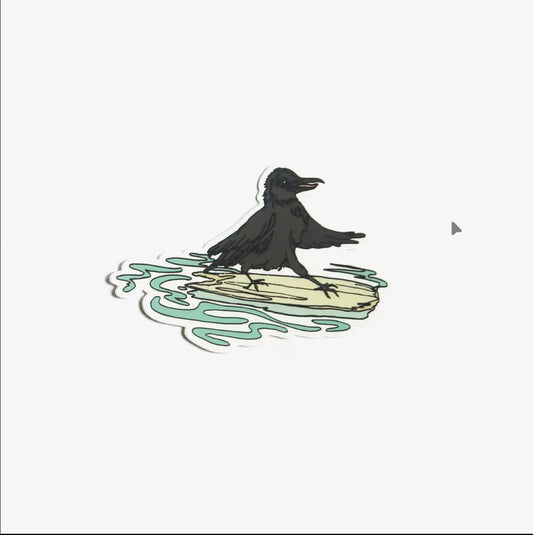 Wild Life Illustration Co. - Surfing Crow Sticker
