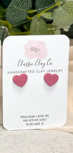 Classic Clay Co. - Textured Heart Studs