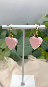 Classic Clay Co. - Pink Heart Macaron Dangles