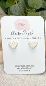 Classic Clay Co. - Textured Heart Studs