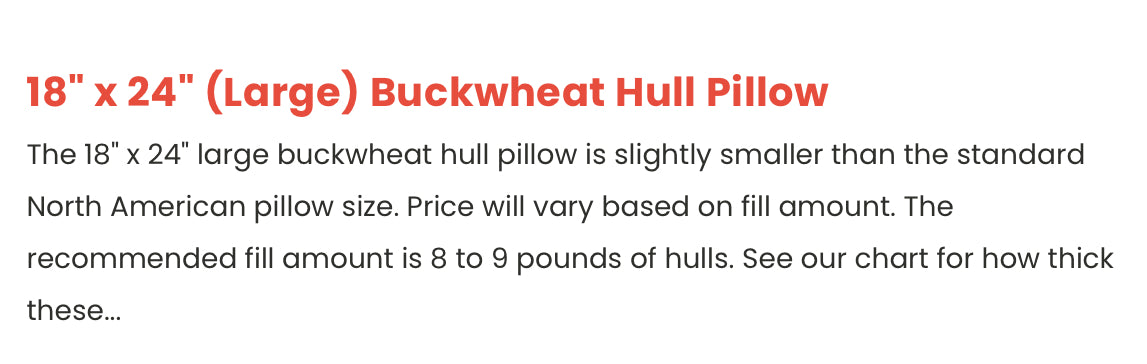 Kuseno Comfort Products - Large Buckeheat Hull Pillow