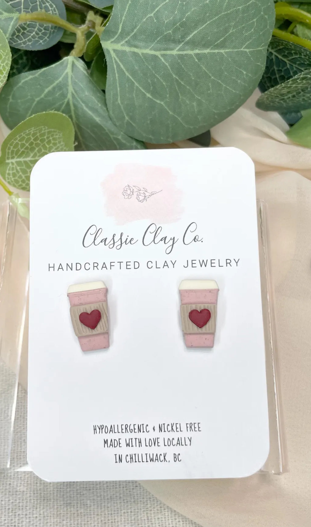 Classic Clay Co. - Heart Latte Studs