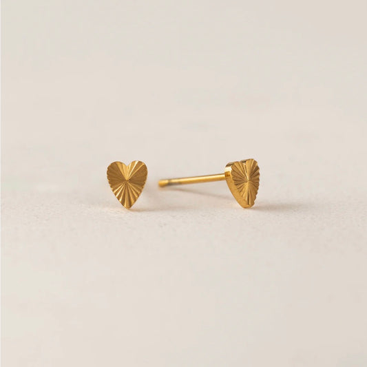 Lover's Tempo - Fluted Heart Studs