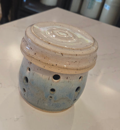 CM Pottery - Quiet Blue garlic keeper