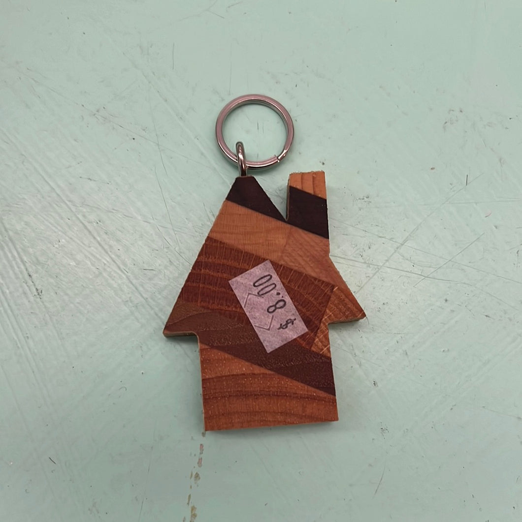 Wooden House Keychains