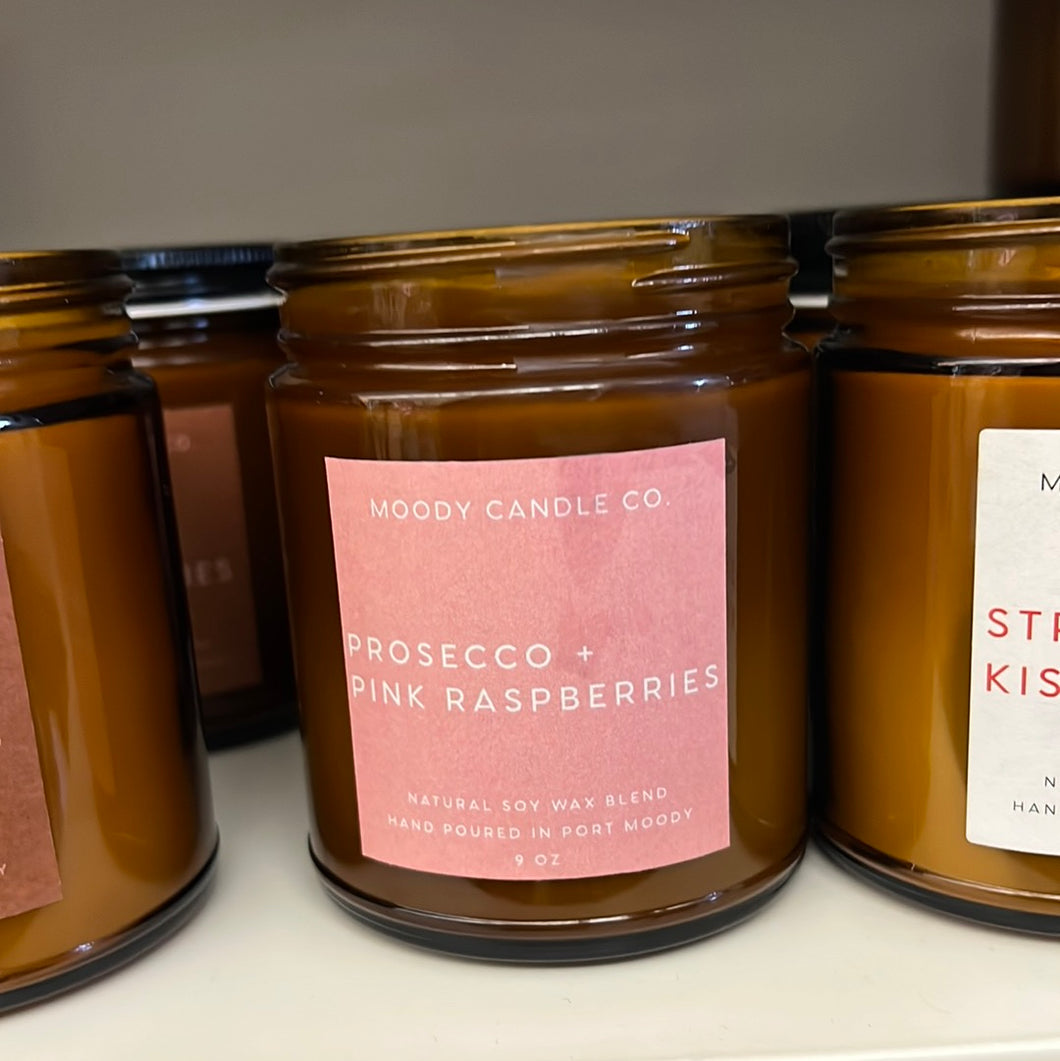 Moody Candles Co- Brown Jar - Prosecco + Pink Raspberry