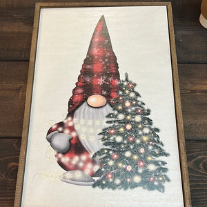 Indy Dee - Driftless Studios - "Christmas Gnome" Painted, Wood Frame